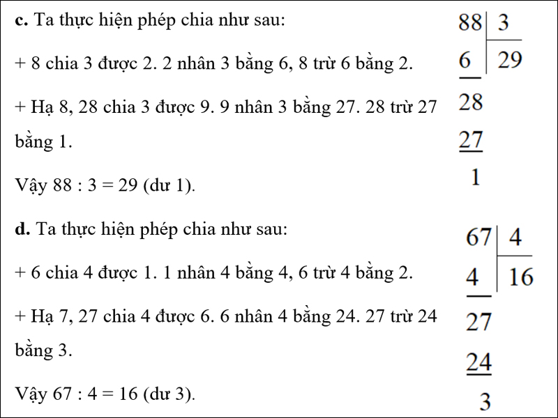 Bài giải bài tập 2, câu c và d